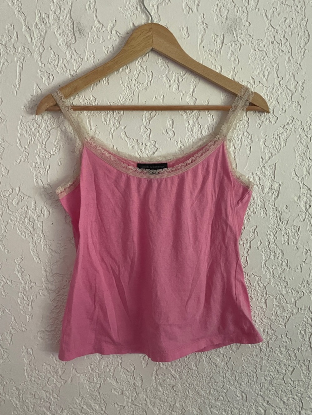 EXPRESS Vintage Y2K Pink Lace Trimmed Cotton Cami Tank - M